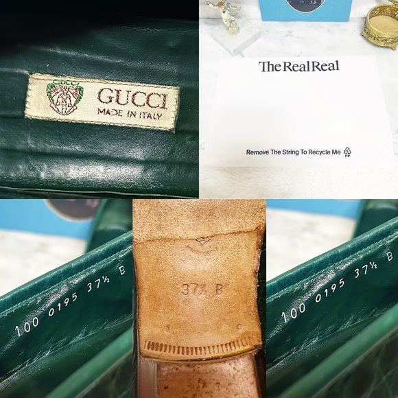 Authentic Gucci RARE 1970’s Vintage Dark Emerald Green Crocodile Leather Loafers - Picture 13 of 13